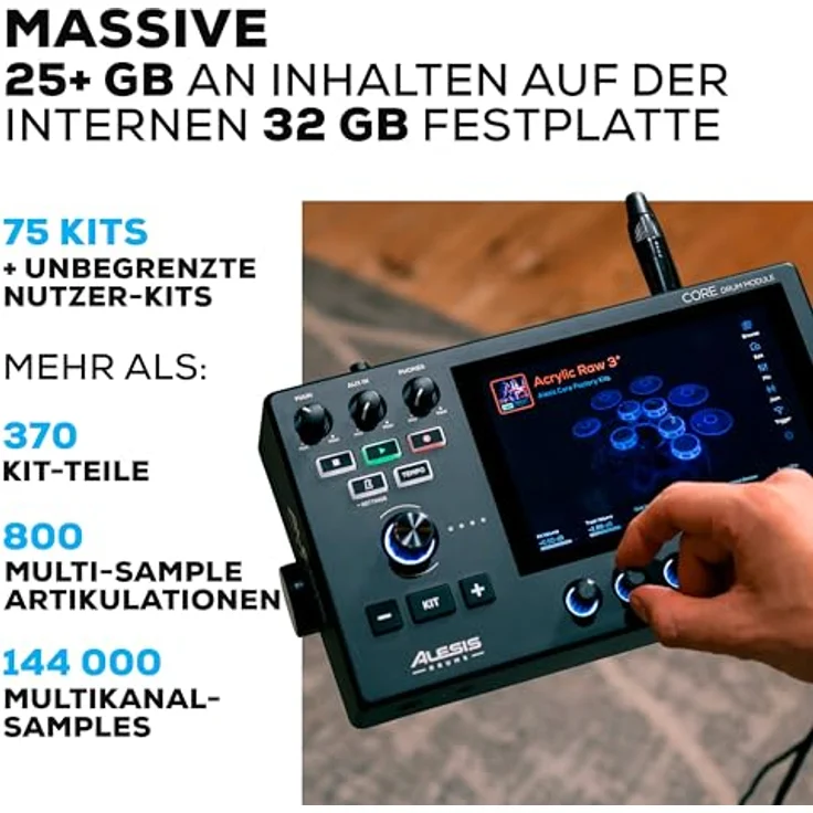 Alesis Strata Core E-Drum Kit, professionelles E-Drum Set mit 7" Touch Display, BFD3 Sound Engine, 370 Kit Pieces, Mesh-Pads und 25 GB Speicher – Bild 3