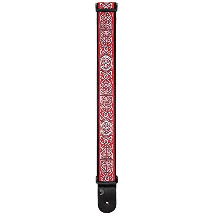 Daddario Guitar Strap 50A07 Celtic, Gitarrengurt mit Celtic Design, 50 mm Breite, rote Farbe, extra starke Lederenden – Bild 3