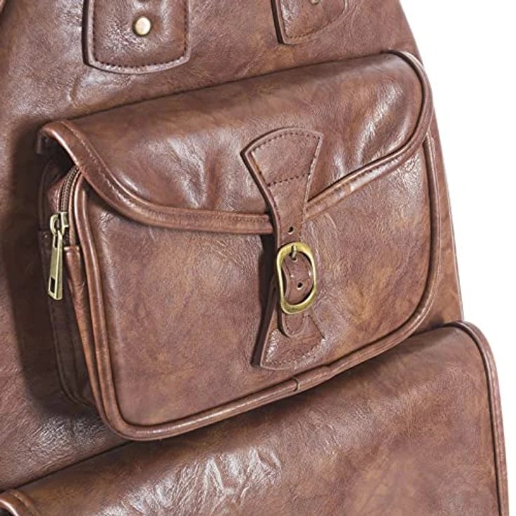 Fame Gigbag Electric Bass Antique Deluxe, Robustes Kunstleder, Hochverdichtete Schaum-Polsterung, Vintage-Design mit Messing-Applikationen, Variabeles Halskissen, Rucksackgarnitur, Mehrere Zubehörtaschen – Bild 4