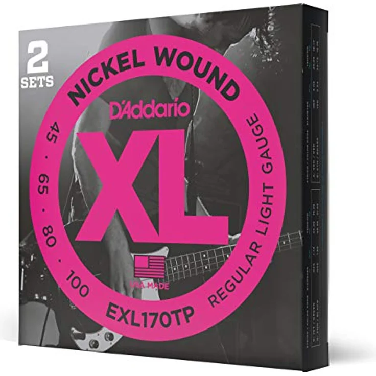 D'Addario EXL170TP Nickelumwickelte Bassgitarrensaiten, Light Gauge 45-100, 2 Sets, Long Scale, Made in USA – Bild 1