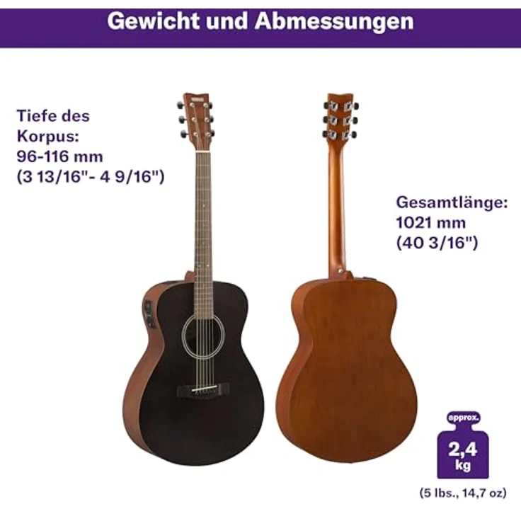 Yamaha FSX400 Smoky Black, Westerngitarre mit Fichtendecke, Palisandergriffbrett und SYSTEM75 Elektronik – Bild 2