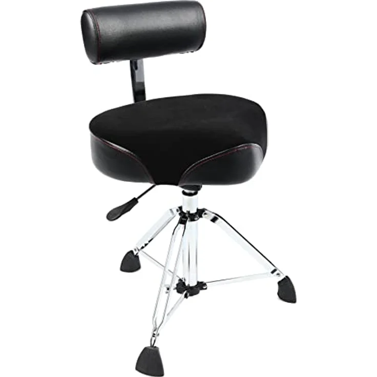 Gibraltar Schlagzeughocker 9000 Series Moto Saddle mit Rückenlehne, hydraulisch, 48 cm Durchmesser, Vinyl-Sitzfläche, doppelstrebige Basis, Quick Lock, 'Super Foot' Gummifüße – Bild 1