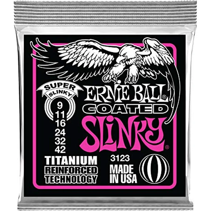 Ernie Ball Super Slinky Coated RPS E-Gitarrensaiten, Titanverstärkung, Stärke 9–42, rostbeständig – Bild 1