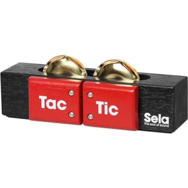 Sela Tac Tic 3in1 Percussion Tool, Multi-Percussion-Instrument mit Holz-Kastagnetten, einstellbaren Messing-Schellen und Shaker, schwarz – Bild 2