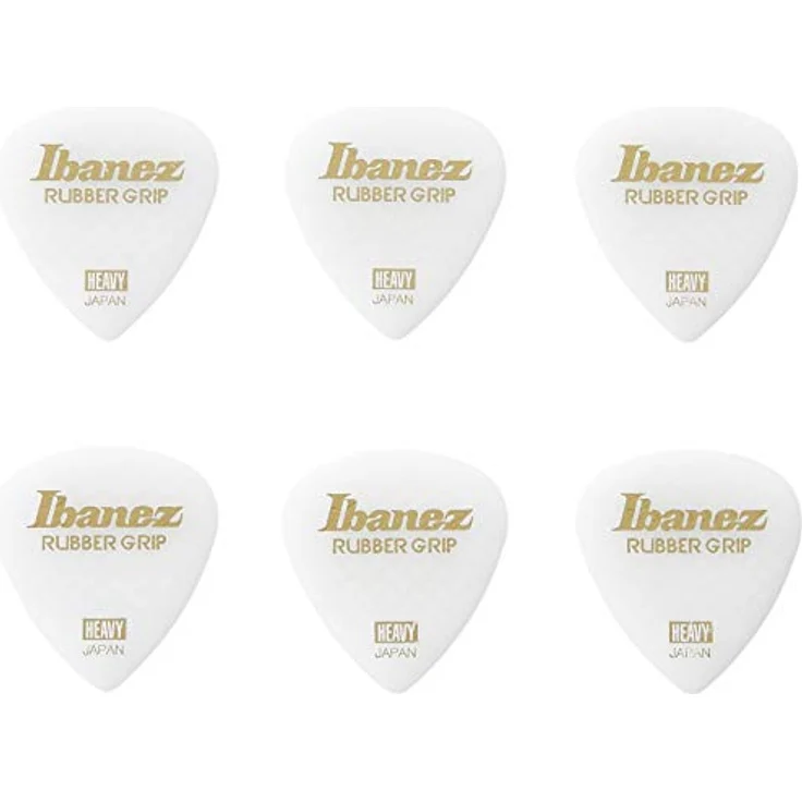 Ibanez PPA16HRG Pick Set, Plektrum Set mit 6 Stück, weiß, 1,00mm, Rubber Grip, Short Teardrop Shape – Bild 2
