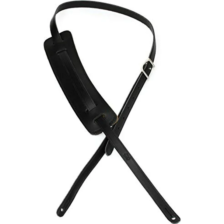 Levys 50's Leather Strap M25-BLK, Gitarrengurt aus pflanzlich gegerbtem Leder, verstellbar von 76 cm bis 140 cm, schwarz – Bild 1