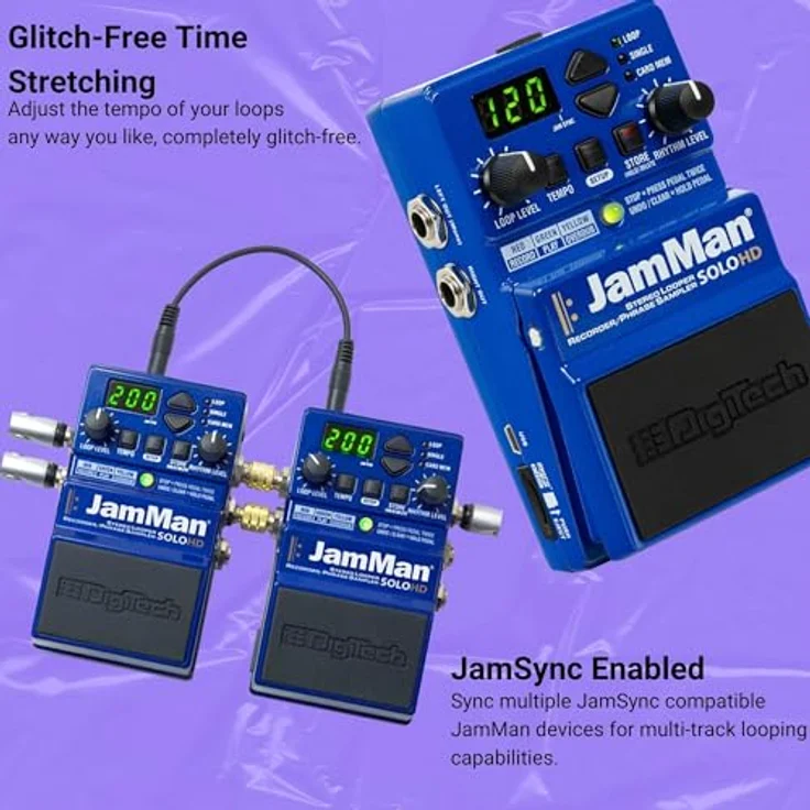 Digitech Jam Man Solo HD, Looper Pedal mit 35 Min. Loop-Speicher, 200 internen Speicherplätzen, Stereo 44,1 kHz Wiedergabe, inkl. 9V Netzteil – Bild 5