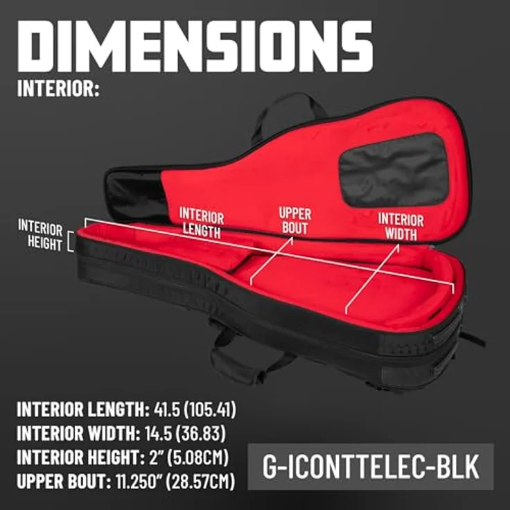 Gator Icon 2 E-Gitarren Gigbag, schwarz, für 2 Gitarren mit versteckten Rucksackgurten und abnehmbarer Nackenstütze – Bild 7