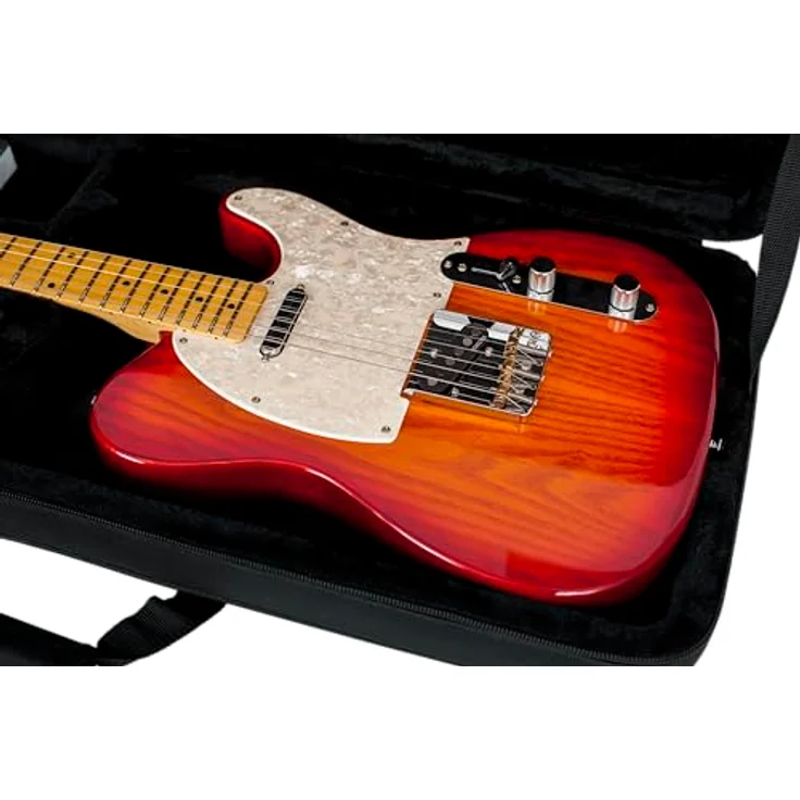 Gator Foam Case Electric Guitar, Gitarrenkoffer aus strapazierfähigem Nylon mit EPS-Schaumpolsterung, inkl. 2 Zubehörtaschen, abnehmbarer Schulterriemen, Maße: 107 cm x 32 cm x 6,1 cm, Gewicht: 2,90 kg – Bild 12