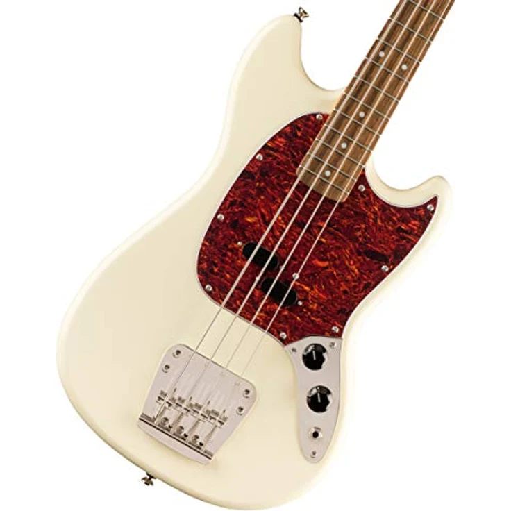 Squier CV 60s Mustang Bass OW, E-Bass mit Nato-Korpus, Ahornhals und 19 Bünden, Olympic White – Bild 2