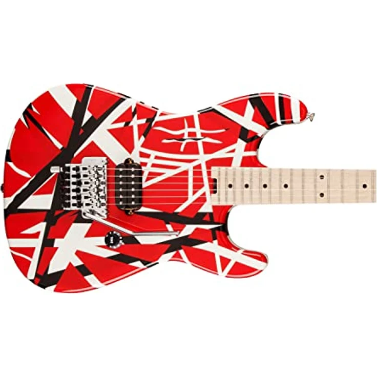 Evh Stripe Red, E-Gitarre mit Linde Korpus, Ahorn Hals, 22 Jumbo Bünden, Floyd Rose Tremolo, Rot mit schwarzen und weißen Streifen – Bild 3