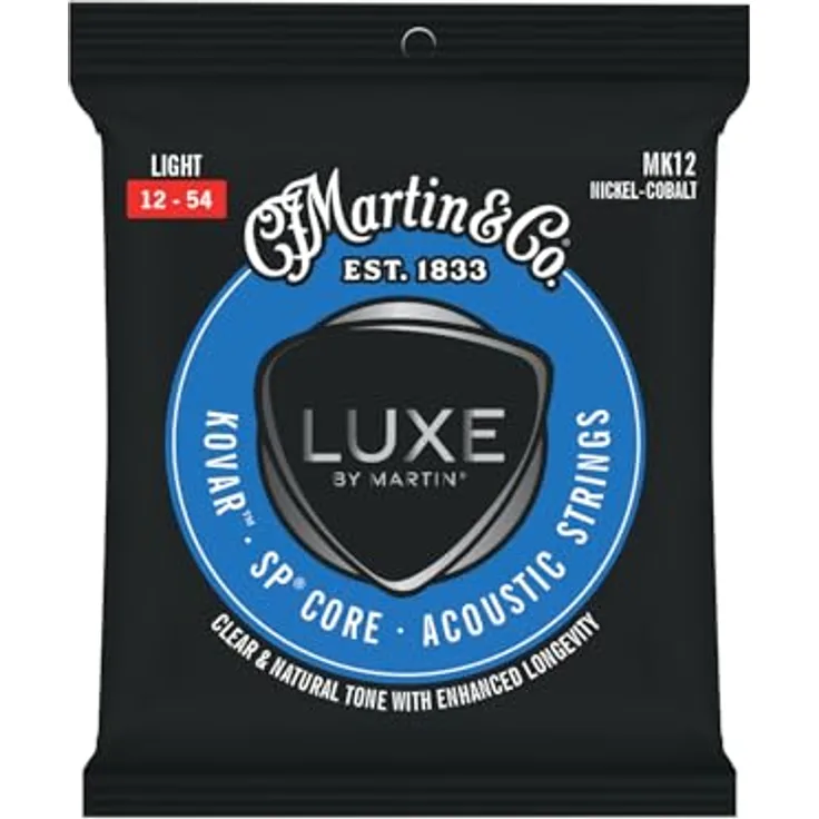 Martin Saiten für Akustikgitarre Luxe By Martin Kovar, leichte Nickel-Kobalt-Legierung, Superior Performance Core, Light 12-54 (MK12)