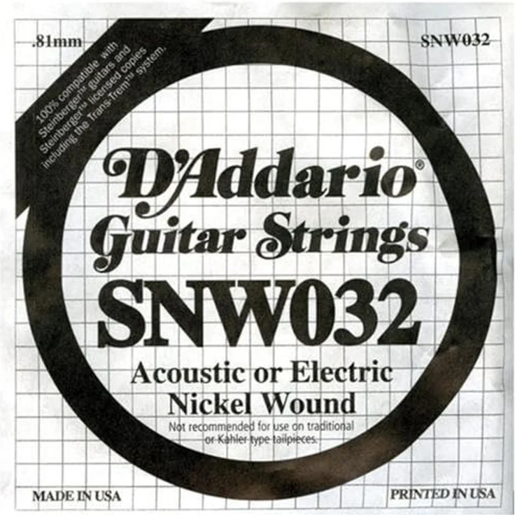 D'Addario NW032, Nickel-Einzelsaite für Gitarren 0,081 cm (0,032 Zoll), hochwertige Verarbeitung und ausgewählte Materialien – Bild 2