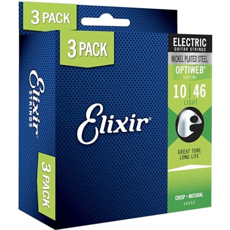 Elixir Saiten Phosphor 3er-Pack Light (.010-.046), Gitarrensaiten mit Optiweb-Beschichtung für langanhaltenden Klang, korrosionsbeständig – Bild 1
