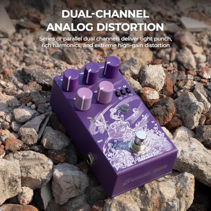 Klowra Gnash Analog Distortion, Dual-Channel Overdrive-Pedal mit Wavefolder- und Mid-Cut-Modul, true bypass – Bild 3