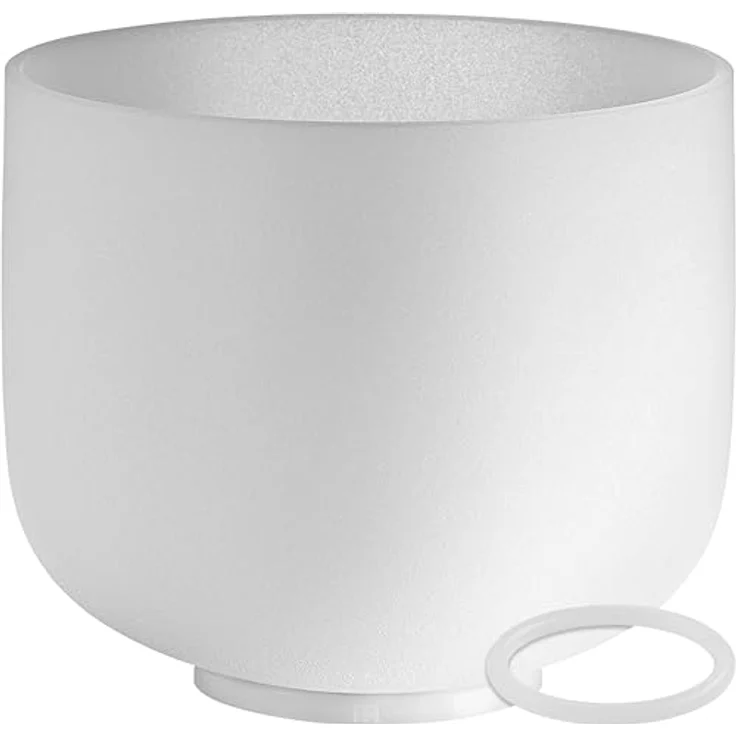 Sonic Energy 8 Zoll Kristallklangschale, 432 Hz, Ton F4, Herzchakra, matt-weiß, inkl. Silikonring (CSB8F) – Bild 1