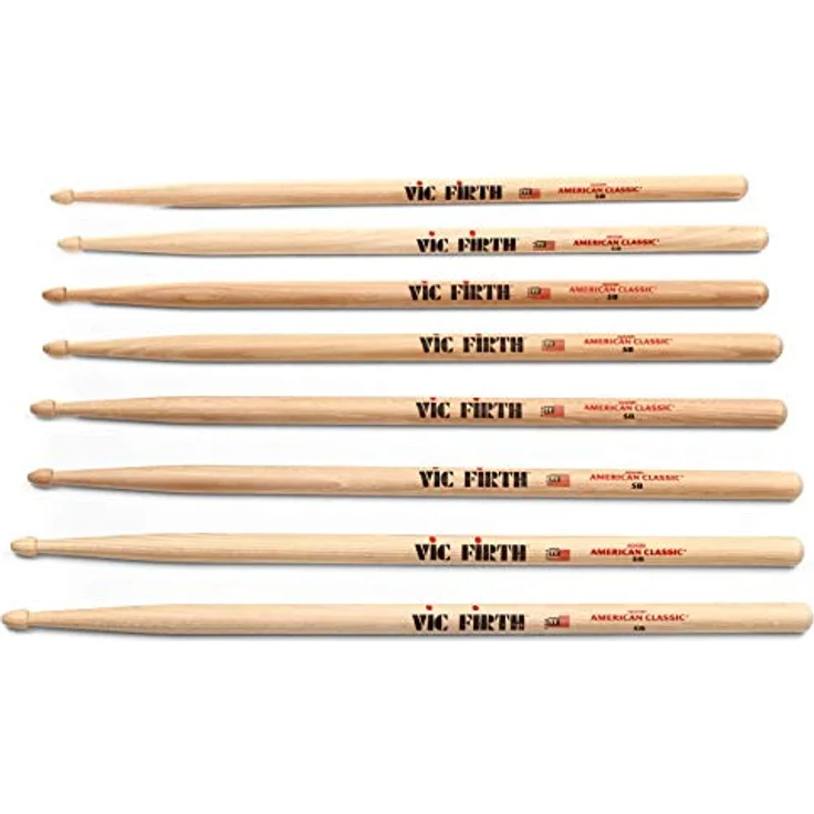 Vic Firth American Classic Series 5B Drumsticks, 4 Paar Value Pack aus American Hickory mit Holz-Tipp, natur  – Bild 2
