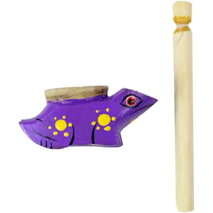 GURU SHOP Handgefertigte Holz-Drehrassel, Musikinstrument in Schildkrötenform, 4x10x4 cm, Lieferumfang: 1 Rassel – Bild 1