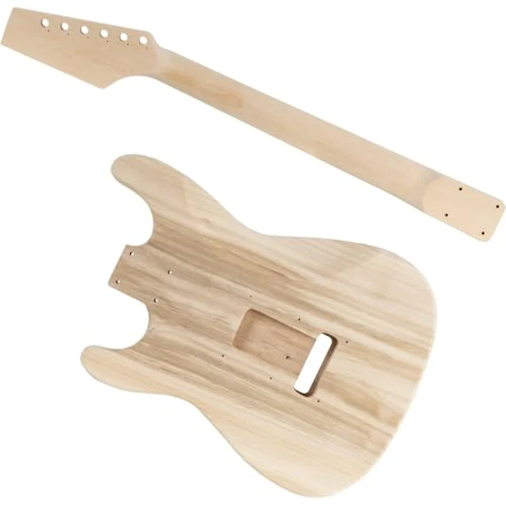 Rocktile RR-Style E-Gitarren Bausatz, DIY E-Gitarre mit Mahagoni-Korpus, Palisander-Griffbrett, 2 Humbucker, 25" Mensur, Farbe: Natur, inklusive aller Teile & Hardware – Bild 3