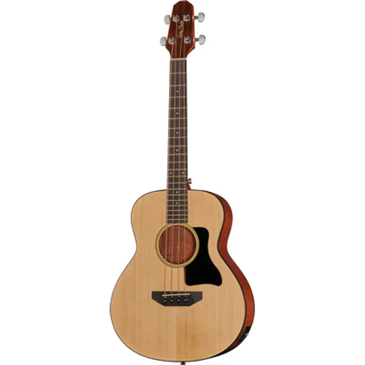 Harley Benton GS-Travel-E Bass Spruce, Akustik-/Elektrobassgitarre mit Sitka-Fichten-Decke, Mahagoni-Korpus und integriertem Preamp, matt satiniert