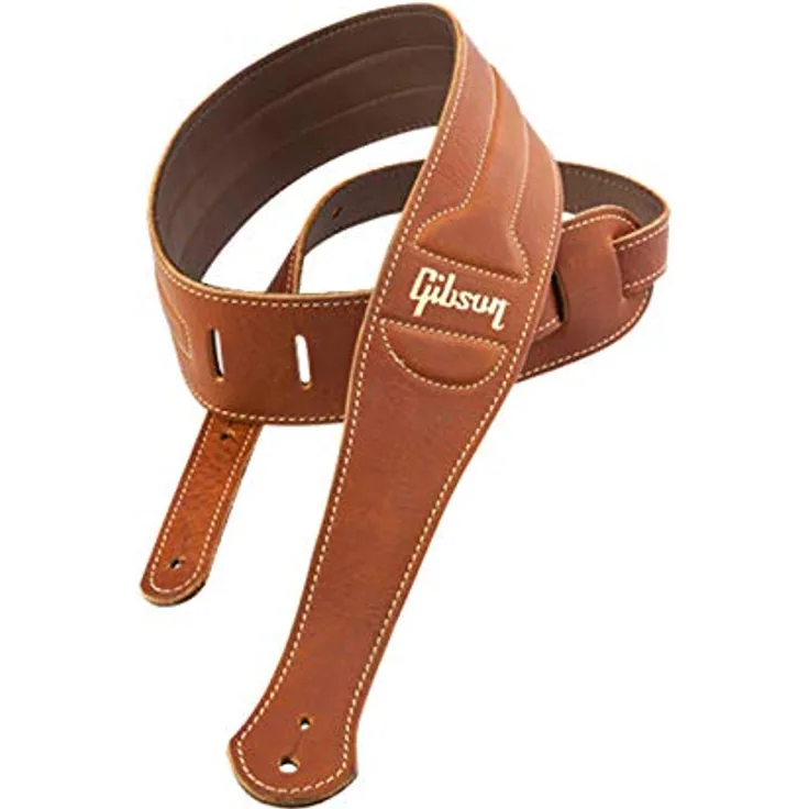 Gibson The Classic, Leder Gitarrengurt in Braun, verstellbar von 48"/122cm bis 60"/142cm, Breite 6,5 cm
