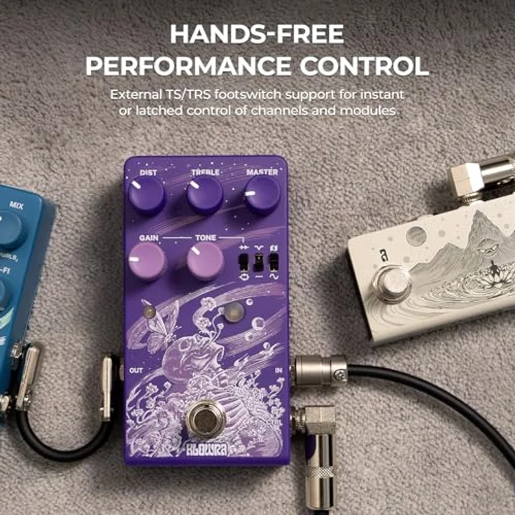 Klowra Gnash Analog Distortion, Dual-Channel Overdrive-Pedal mit Wavefolder- und Mid-Cut-Modul, true bypass – Bild 6