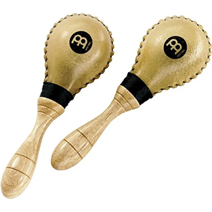 Meinl MSM2 Skin Maracas M, Mini Percussion mit Holzgriff, Paar, 18 cm Länge