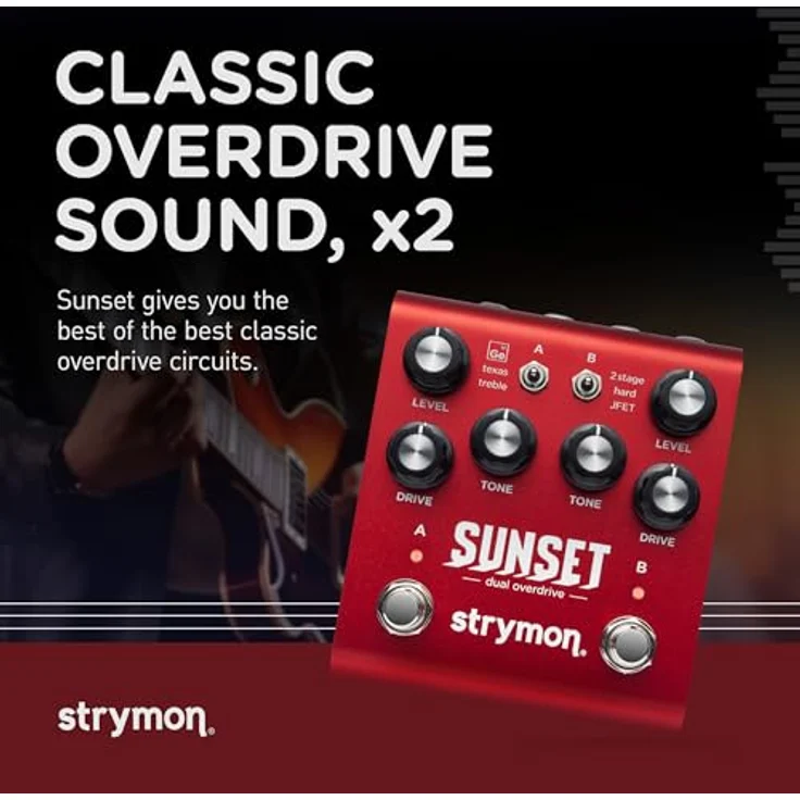 Strymon Sunset Dual Overdrive, Effektpedal mit JFET-Stufe, SHARC DSP, True Bypass, 9V DC Netzadapter – Bild 2