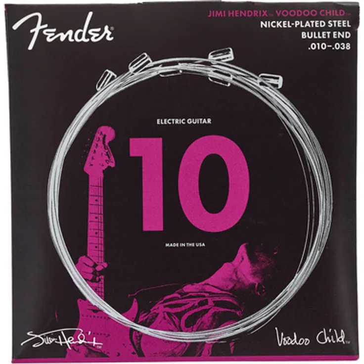 Fender Hendrix Voodoo Child Bullet NPS, E-Gitarrensaiten Set Jimi Hendrix Signature, Heavy Light Stärken .010 - .038, Stahlkern nickelumsponnen