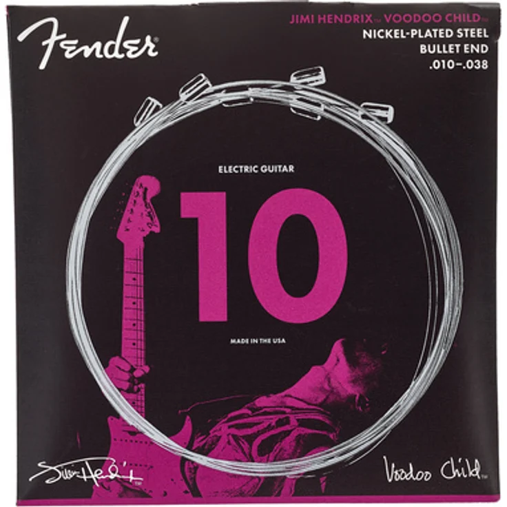 Fender Hendrix Voodoo Child Bullet NPS, E-Gitarrensaiten Set Jimi Hendrix Signature, Heavy Light Stärken .010 - .038, Stahlkern nickelumsponnen