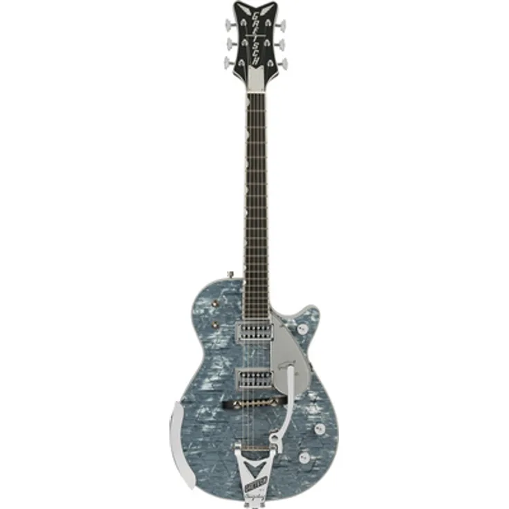 Gretsch G6134T-58 Penguin LTD, E-Gitarre in Light Blue Pearl mit Mahagoni-Korpus und TV Jones Tonabnehmer