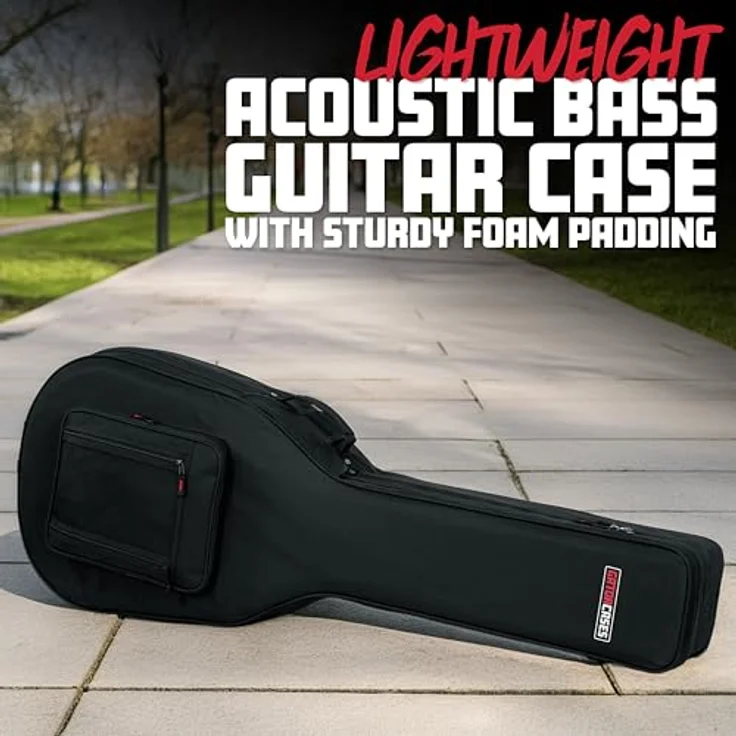 Gator Cases GL-AC-BASS, Leichtes Polyfoam-Gitarrenetui für Akustik-Bassgitarren mit wasserabweisendem 600-Denier-Nylon, abnehmbaren Schulterriemen und Innenfächern für Zubehör – Bild 5
