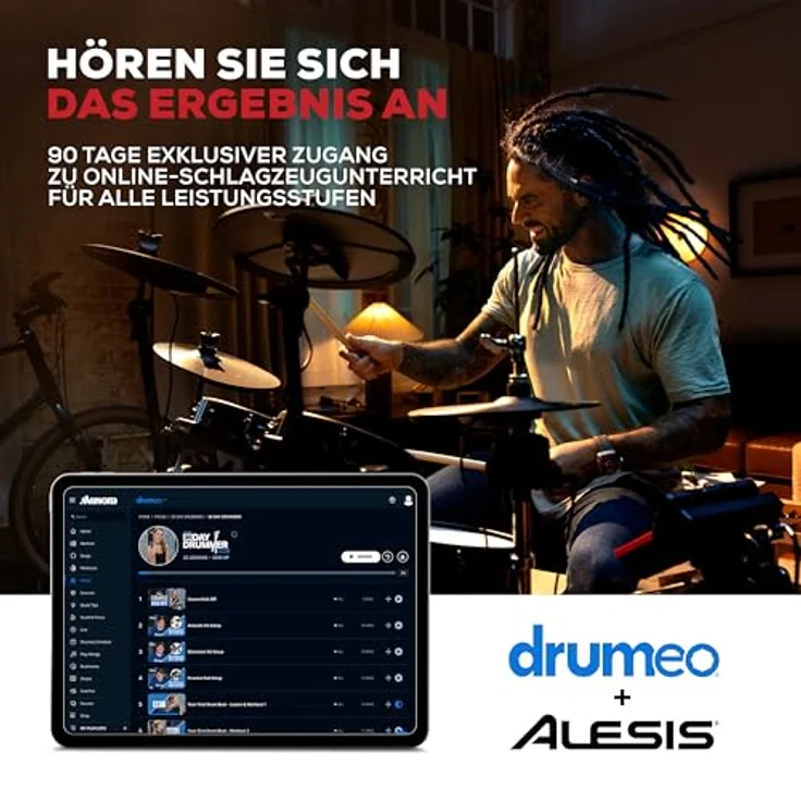Alesis Nitro Ultimate Drum Kit, E-Drum Set mit 10" 2-Zonen Mesh Snare, Bluetooth Audio Streaming und 640+ Sounds – Bild 6