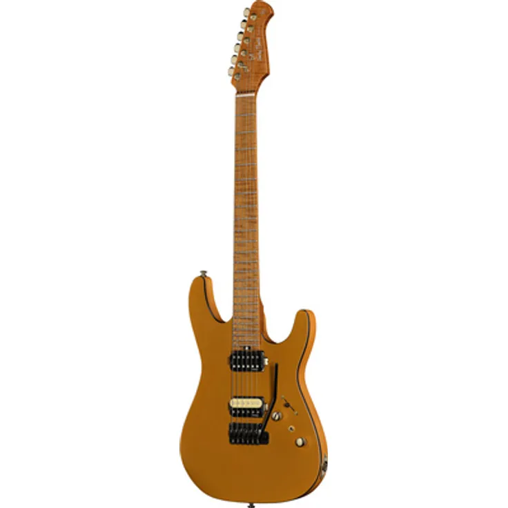 Harley Benton Fusion-IV HH MN, E-Gitarre in Satin Gold mit 24 Bünden und Humbuckern