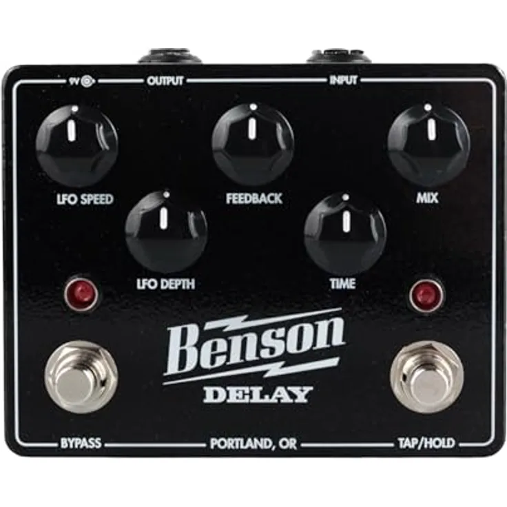 Benson Delay, Effektpedal für E-Gitarre mit PT2399-Chip, 30ms bis 1250ms Delay, Modulationsmöglichkeiten und Tap-Tempo