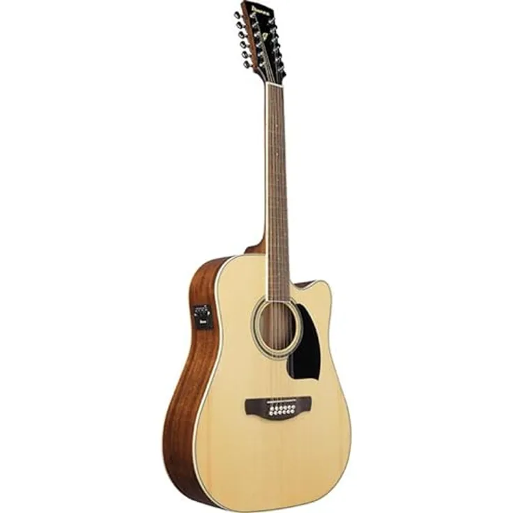Ibanez PF1512ECE-NT, 12-saitige Westerngitarre mit Cutaway, Fichtendecke und Mahagoni-Korpus, natur Hochglanz