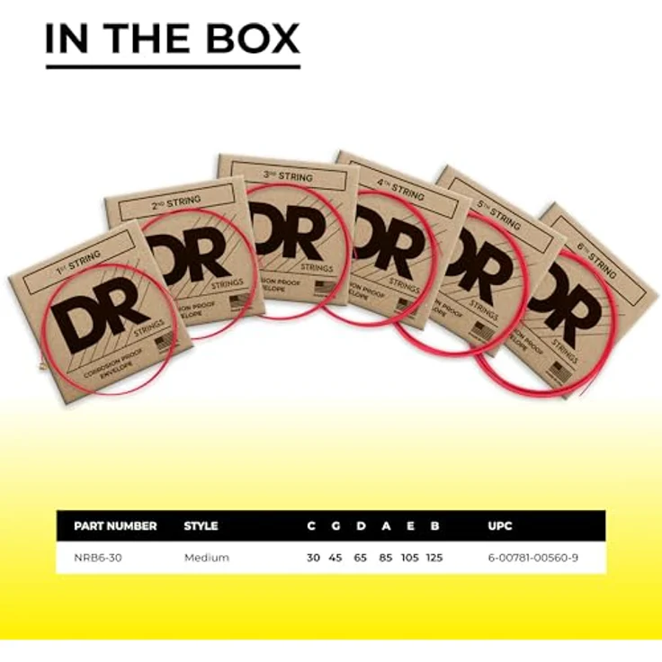DR Strings Hi-Def Neon Rot NRB6-30, E-Bass Saitensatz Medium 30-125 mit K3-Beschichtung und UV-Effekt – Bild 4