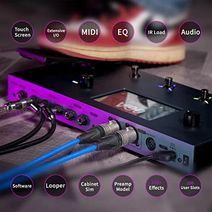 Flamma FX200 Multi FX, Gitarren-Multieffekt-Pedal mit 5"-LCD-Touchscreen, 58 Amp-Modellen, 160 Effekten und USB-C-Anschluss – Bild 3