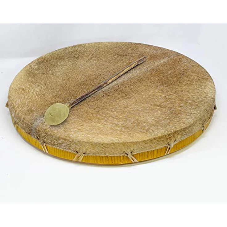 Terre Shaman Drum Goat Skin 60cm, runde Schamanentrommel aus Ziegenhaut, indonesischer Mahagoni-Rahmen, dunkler Klang, inklusive Schlägel – Bild 1