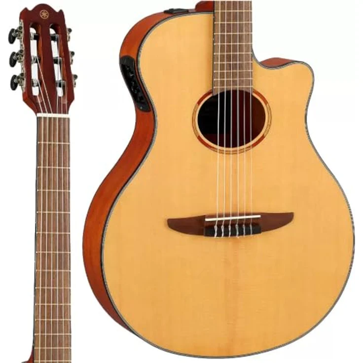 Yamaha NTX1NT NAT, Akustisch-Elektrische Konzertgitarre mit massiver Sitka Fichtendecke und Cutaway, Natural Finish – Bild 3