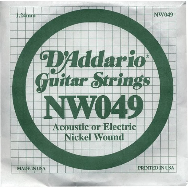 D'Addario NW049, Nickel-Einzelsaite für Akustik- und E-Gitarren, Saitenstärke 0,049 Zoll, XL Nickel Round Wound – Bild 2