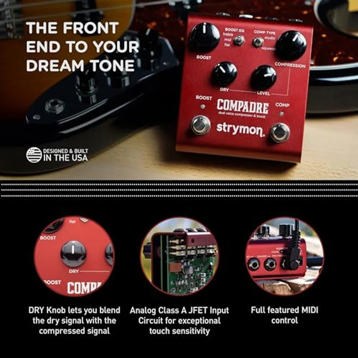 Strymon Compadre Compressor/Boost, Effektpedal für E-Gitarre & Bass mit analogen VCA-Kompressorschaltungen, zwei Voicing Optionen und EQ-Boost Funktionen – Bild 6