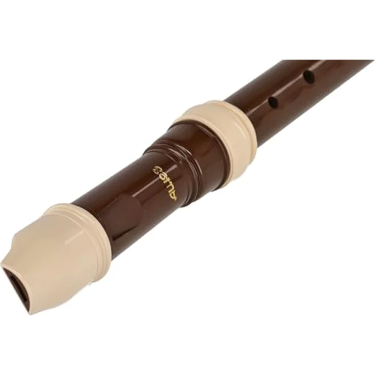 Aulos 105A Bel Canto Sopranblockflöte, barocke Griffweise, Doppelloch, elfenbeinfarbiges Mundstück und Ringe, dunkelbrauner Korpus, 3-teilig, inkl. Tasche – Bild 4