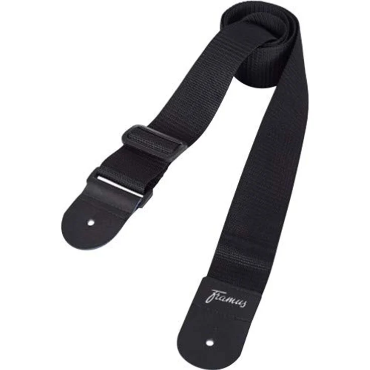 Warwick Nylon Bass Strap Black, robuster Gitarrengurt mit echtem Lederenden, verstellbar von 70 bis 134 cm, 8 cm breit – Bild 2