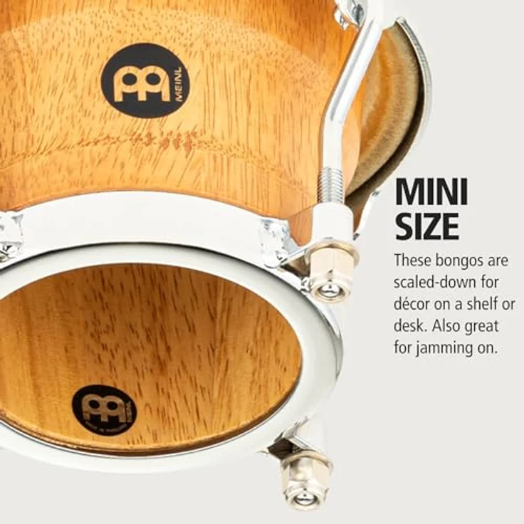 Meinl FWB100SNT-M Mini Bongo Set, 3 1/2" und 4 1/4", Holz mit Handselektierten Büffelfellen, Super Natural Finish, inkl. Stimmschlüssel – Bild 2