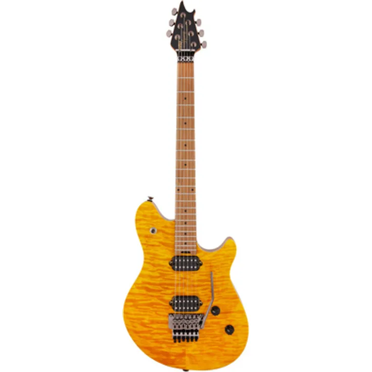 Evh Wolfgang WG Std QM TA, ST-Style E-Gitarre mit Wölkchenahorn-Decke, Trans Amber, Floyd Rose Tremolo