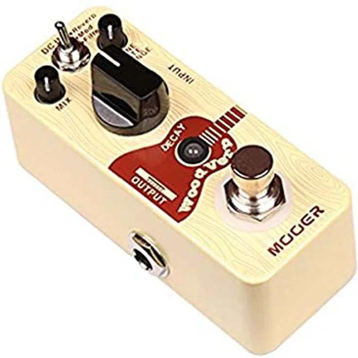 Mooer Woodverb Acoustic Reverb, Reverb-Effektpedal mit Decay-, Mix- und Tone-Regler, stabiler Metallgehäuse