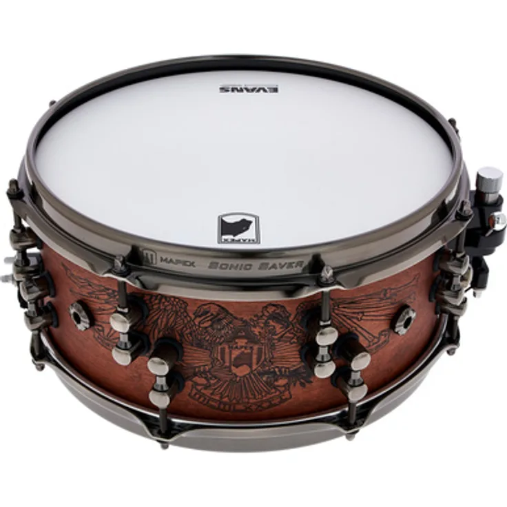 Mapex 12"x5,5" DL Warbird Snare Drum, Chris Adler Signature, Kesselkonstruktion 1,7 Ahorn/Nußbaum, Satin Natural over Walnut, Sonic Saver Hoops, Puresound Snareteppich