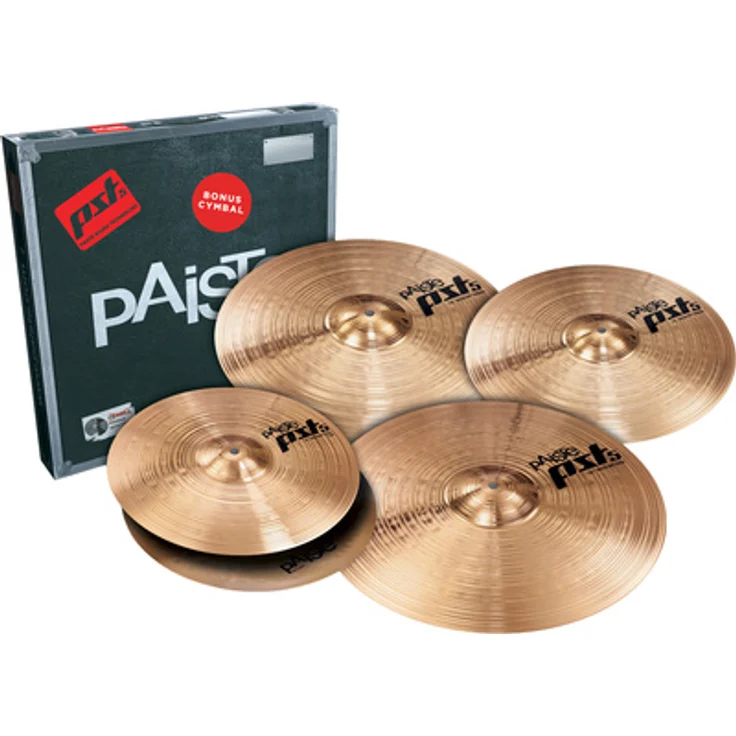 Paiste PST5 Universal Set, Schlagzeugbecken-Set mit 14" Hi-Hat, 18" und 16" Crash sowie 20" Ride, 2002 Bronze, Made in Germany – Bild 1