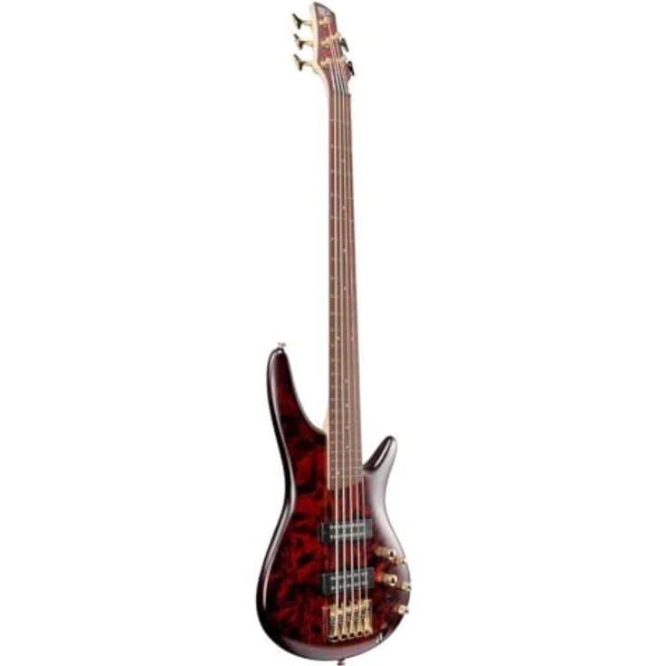 Ibanez SR305EDX-WZM, 5-saitiger E-Bass mit Nyatoh-Korpus, 3-Band EQ und goldener Hardware, Wine Red Frozen Matte – Bild 3
